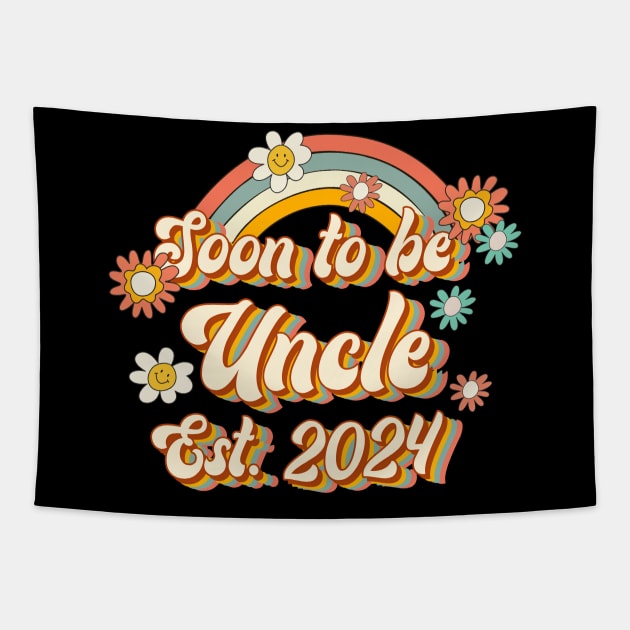 Soon To Be Uncle Est. 2024 Family 60s 70s Hippie Costume Tapestry by Rene	Malitzki1a