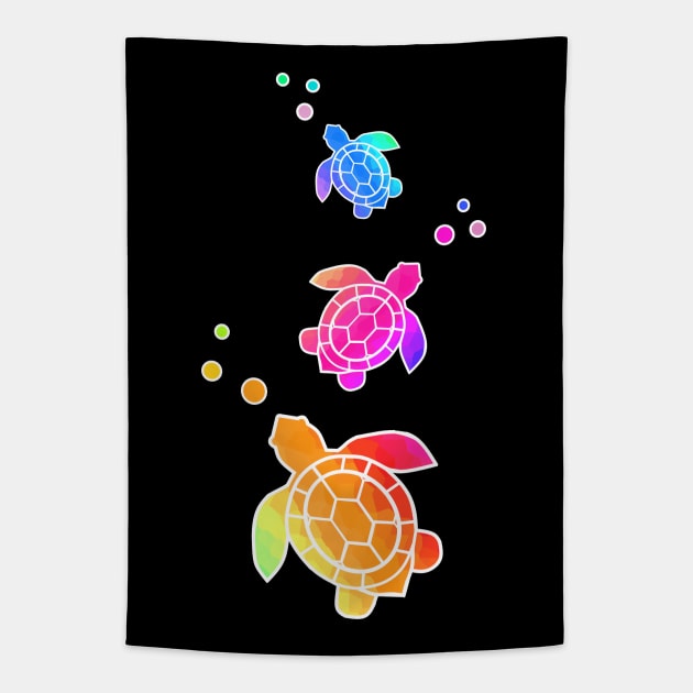 SEA Turtle Bubbles - Cute Turtle Art Tapestry by SartorisArt1