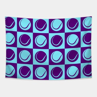 Tennis Ball Checkered Seamless Pattern - Blue - Purple Tones Tapestry