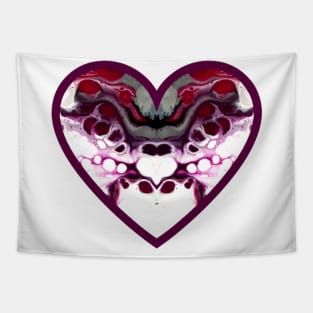 Purple/Pink/Red Paint Pour Heart Tapestry