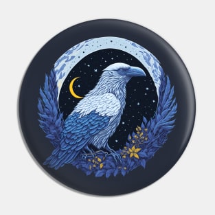 White Crow at Night Time Pin