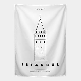 Istanbul Minimal Black Line Design Tapestry