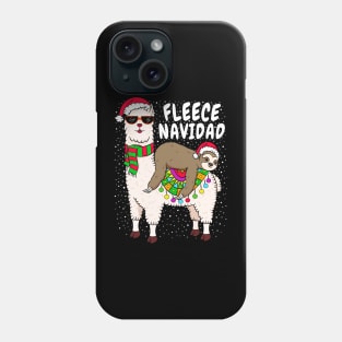 Fleece Feliz Navidad Sloth Riding Llama Spanish  Christmas Phone Case