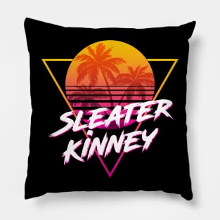 Sleater Kinney - Proud Name Retro 80s Sunset Aesthetic Design Pillow