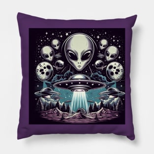 Grey Aliens in a UFO Pillow