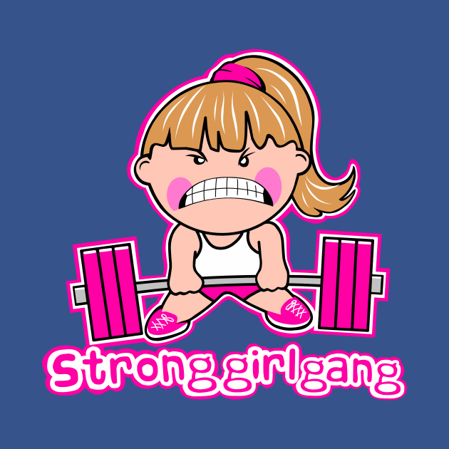 Strong Girls, fitness girl, gym girl, barbell girl by TimAddisonArt