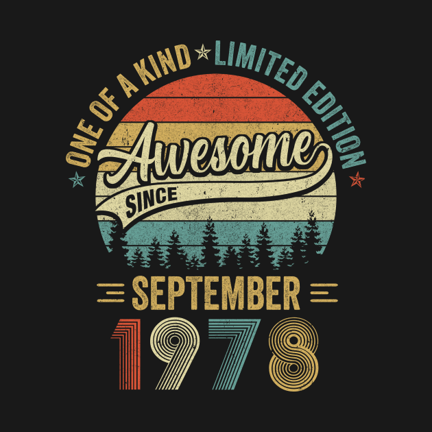 Discover September 1978 Vintage 45 Years Old Retro 45th Birthday T-Shirt