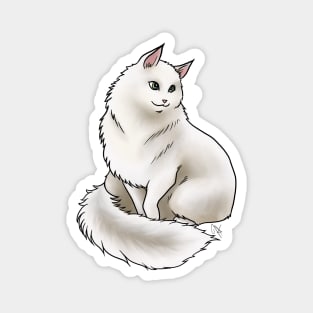 Cat - Siberian - White Magnet