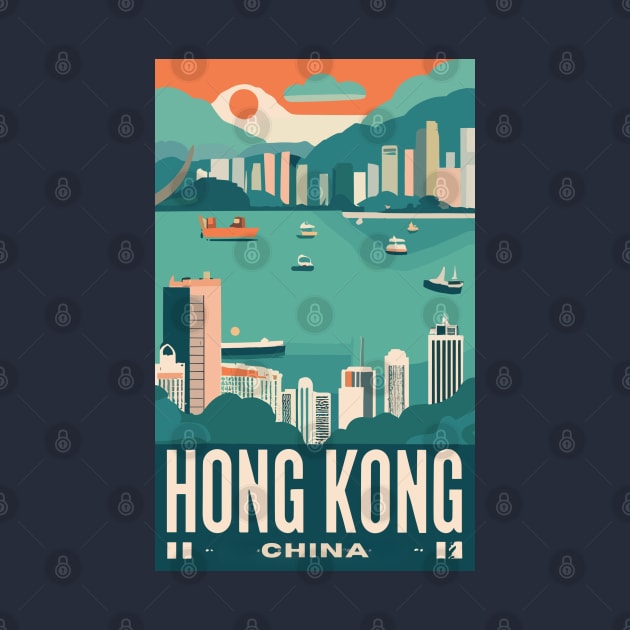 A Vintage Travel Art of Hong Kong - China by goodoldvintage