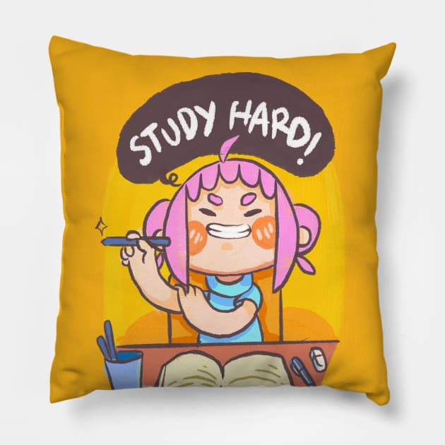 Study Hard Pillow by Hello Vita