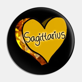 Sagittarius Yellow Topaz Love Heart Pin