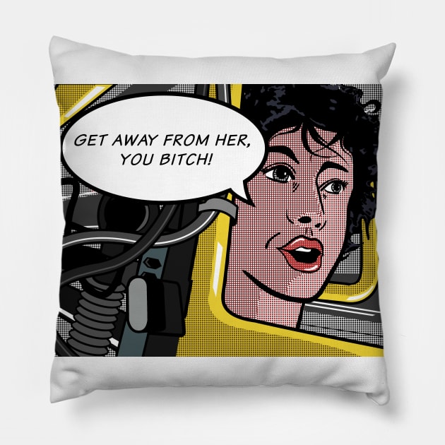 Ellen Ripley in Aliens as Roy Lichtenstein Pop Art Pillow by luigi-tarini