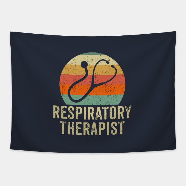 Respiratory Therapist - Retro Sunset Stethoscope Tapestry by BDAZ