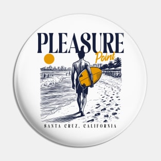 Vintage Surfing Pleasure Point Santa Cruz, California // Retro Surfer Sketch // Surfer's Paradise Pin