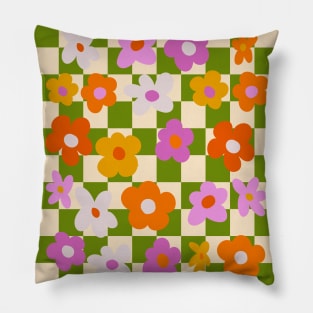 Retro Groovy Floral Pillow