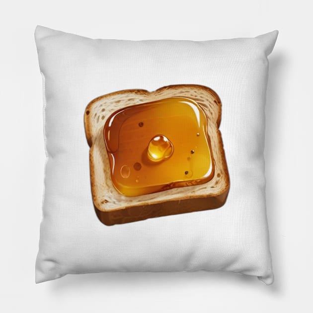 Honey Bee Toast Coffee Bread Sandwich Vintage Beekeeper Yummy Kawaii Retro Pillow by Flowering Away