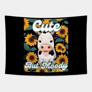 Cute Cow-Moody Cow Lovers Farm cowgirl baby cow an sunflower Tapestry