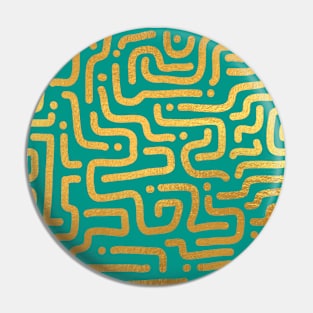 Teal Blue Gold colored abstract lines pattern Pin