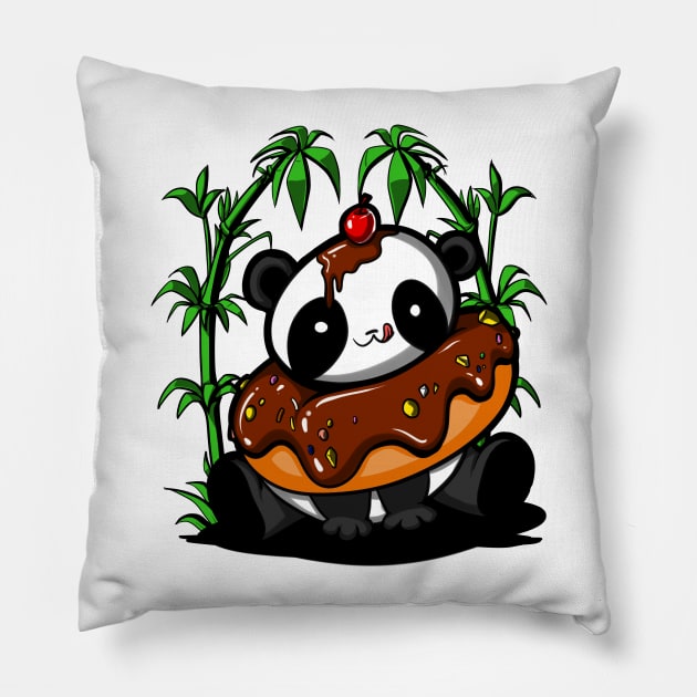 Panda Bear Donut Pillow by underheaven