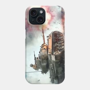 Fantasy illustration of a tank in battle Phone Case