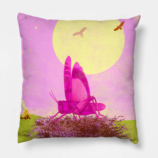 NIGHT OF THE CRICKET Pillow by Showdeer