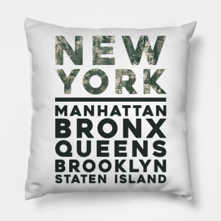 NY New York The Five Boroughs Manhattan Bronx Queens Brooklyn Staten Island Pillow