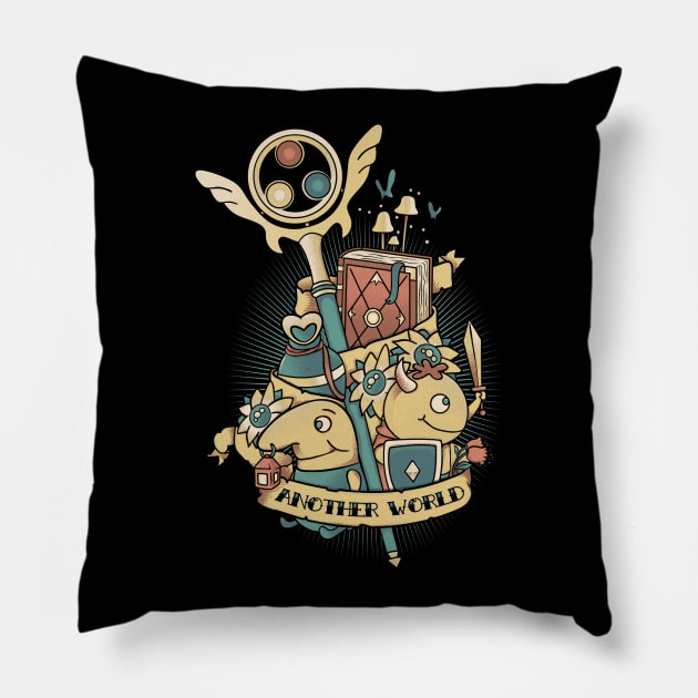 Another world  - Gaming Tattoo - Ni no kuni Pillow by Typhoonic