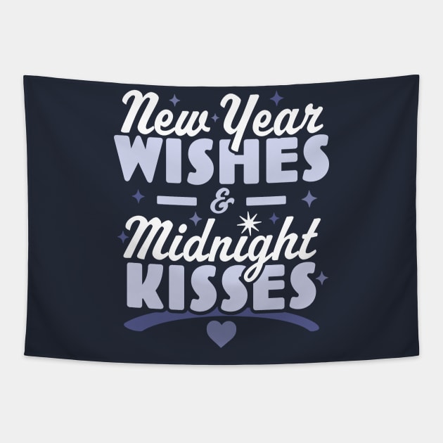 New Year Wishes and Midnight Kisses - Happy New Years Eve Tapestry by OrangeMonkeyArt