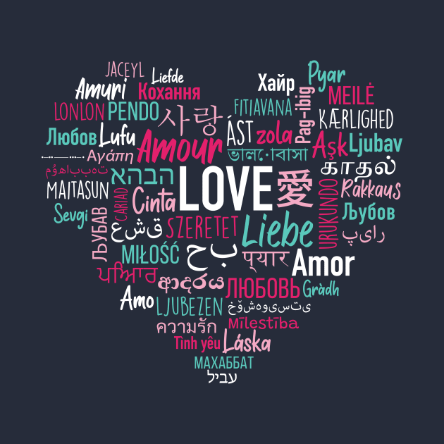 Love in Many Languages | Heart Shape Valentine's Day by SLAG_Creative