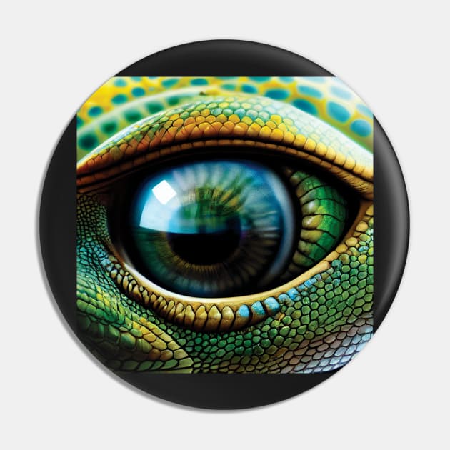 Green Lizard Reptile Eye Art Pin by Geminiartstudio