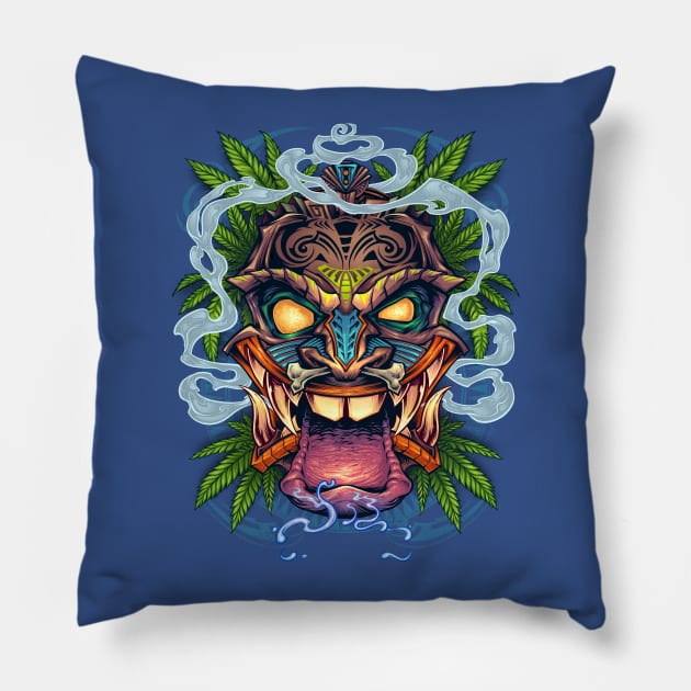 Tiki Head Pillow by FlylandDesigns