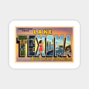 Greetings from Lake Texoma, Southern Oklahoma - Vintage Large Letter Postcard Magnet