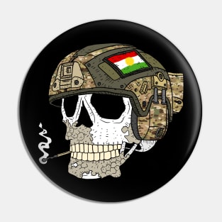 a skull with a Kurdish helmet. Pin