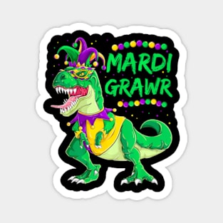 Mardi Grawr Dino Jester Mardi Gras T Rex Kids Boys Magnet