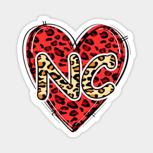 Love NORTH CAROLINA Leopard Heart NC Magnet