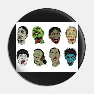 8 Zombie Head Stickers Pin