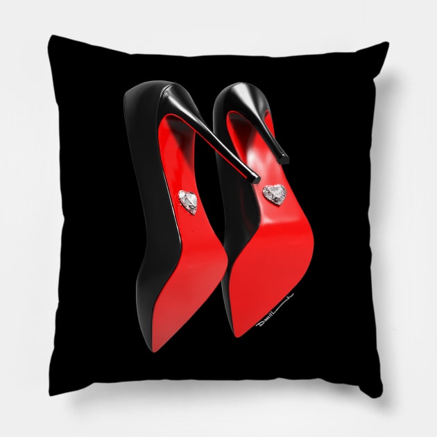 womens Red and black high heel shoes with Diamond Pillow by Donperion