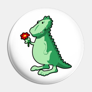 Green dragon with flower Pin