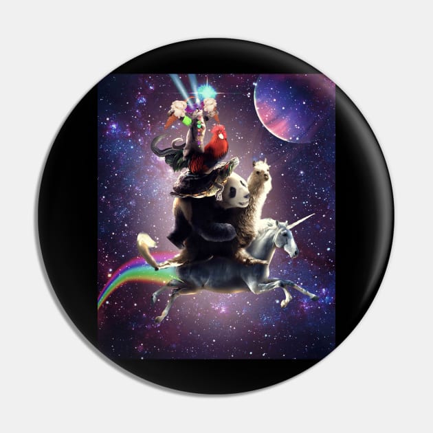 Cat Riding Chicken Turtle Panda Llama Unicorn Pin by Random Galaxy