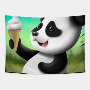 Panda with Ice Cream Tapestry