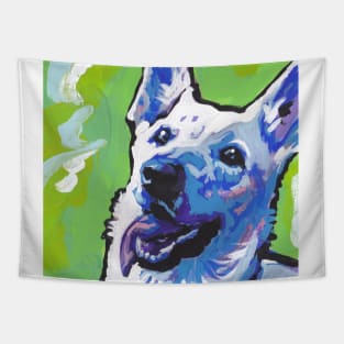 white German Shepherd Dog Bright colorful pop dog art Tapestry