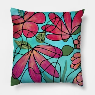 NEUROGRAPHIC FLOWERS WATERCOLORS Pillow