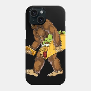 Bigfoot carrying Taco and beer Phone Case