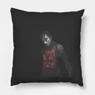 Beautiful girl. Dark sci-fi, fantasy. So cool. Gray and red. Pillow