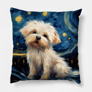 Maltese dog painted by Vincent Van Gogh Pillow