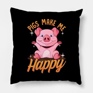 Pigs Make Me Happy Adorable Piglet Pillow