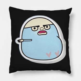 From this way I The Funny Tiny Chick with Big Paunch Sticker Pillow