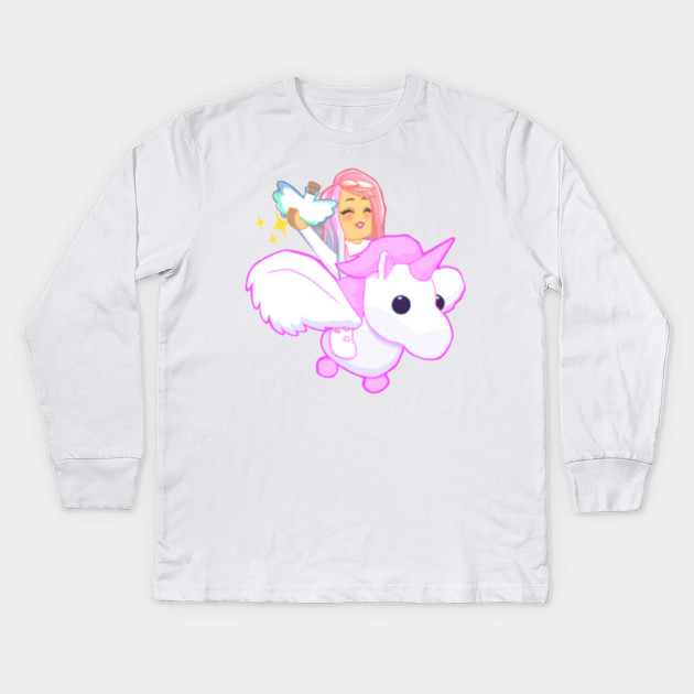 Pink Flying Unicorn Adopt Me Roblox Unicorn Kinder Long Sleeve T Shirt Teepublic De - roblox flying