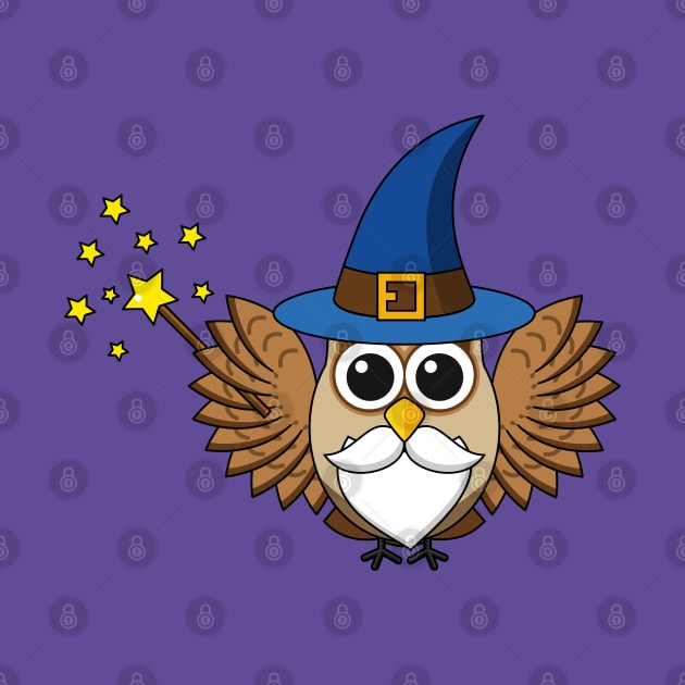 Cute Merlin the Wizard Owl Cartoon by BirdAtWork