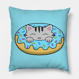 Blue Doughnut Kitten Pillow